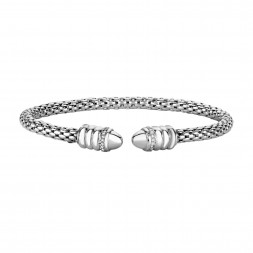 Silver Popcorn  Bangle With  Diamonds