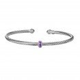 Silver Italian Cable Stackable Bangle With Amethyst