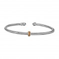 Silver Italian Cable Stackable Bangle With Citrine