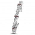 Sterling Silver Popcorn Triple Garnet Station Cuff Bangle