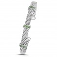 Sterling Silver Popcorn Triple Chrome Diopside Station Cuff Bangle