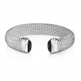 Sterling Silver Bold 12Mm Popcorn Cuff Bracelet With Faceted Black Onyx