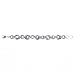 Silver 14Mm Byzantine Link Bracelet With  White Sapphires