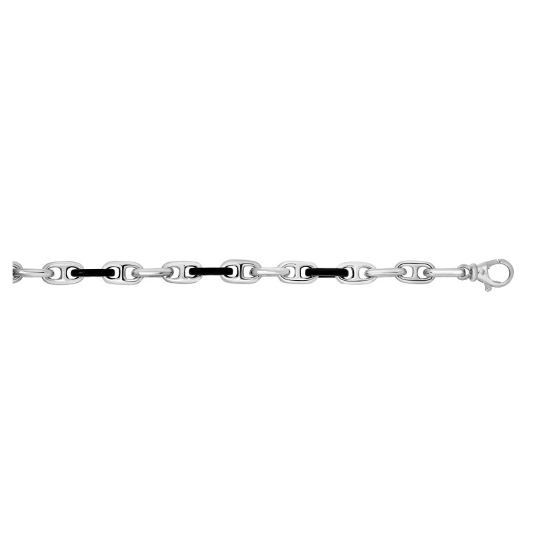 Silver Link Mariner Bracelet With Black Onyx