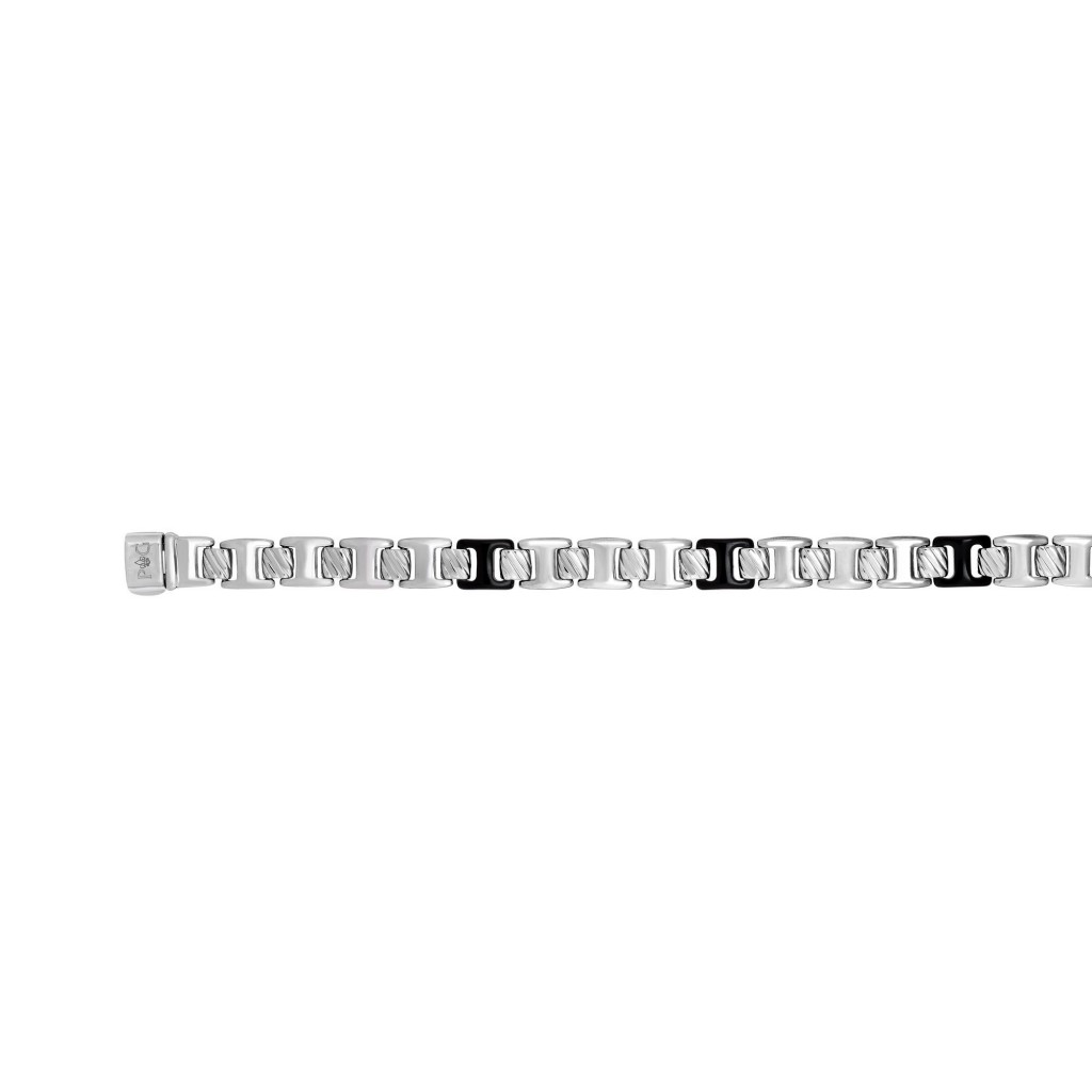 Silver  Link Bracelet With Black Onyx