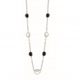 Silver  Gem Candy Oval L Ink 26 In Necklace With Diamonds, Moonstone And  Black Onyx