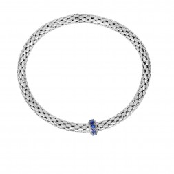 Silver  Stretchable Popcorn  Bracelet With  Round Iolite
