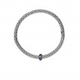 Silver  Stretchable Popcorn  Bracelet With  Round Blue Topaz