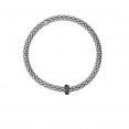 Silver  Stretchable Popcorn  Bracelet With  Round Peridot