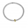 Silver  Stretchable Popcorn  Bracelet With  Round Citrine