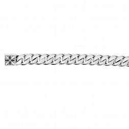 Silver Polished  Oval Bracelet With Engraved Box Clasp