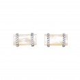 Silver Rectangular Cufflinks With White Mother Of Pearl