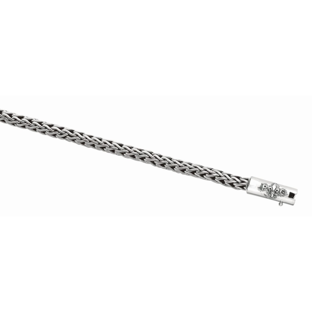 Silver 18In Weaved Necklace With Box Clasp