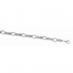 Silver 18In  Rhodium Finish Shiny Textured Italian Cable Necklace With Lobster Clasp
