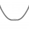 Silver 4X6Mm  Woven Necklace With White Sapphire