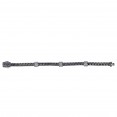 Silver Black Rhodium Finish Woven Bracelet With Three Stations Of White Sapphires