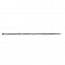Silver Textured Square X-Stationed Woven Bracelet With Box Clasp And Sapphire
