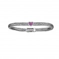 Silver Woven Childrens Size Inheartin Bracelet With Box Clasp And Pink Sapphires