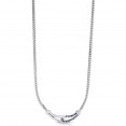 Woven Silver Medium Interlocking Link Necklace With Blue Sapphires