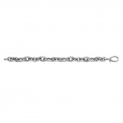Sterling Silver Italian Cable Pear Shape And Oval Link Bracelet