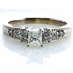 Milgrain Princess Cut Diamond RIng (.58ctw.)