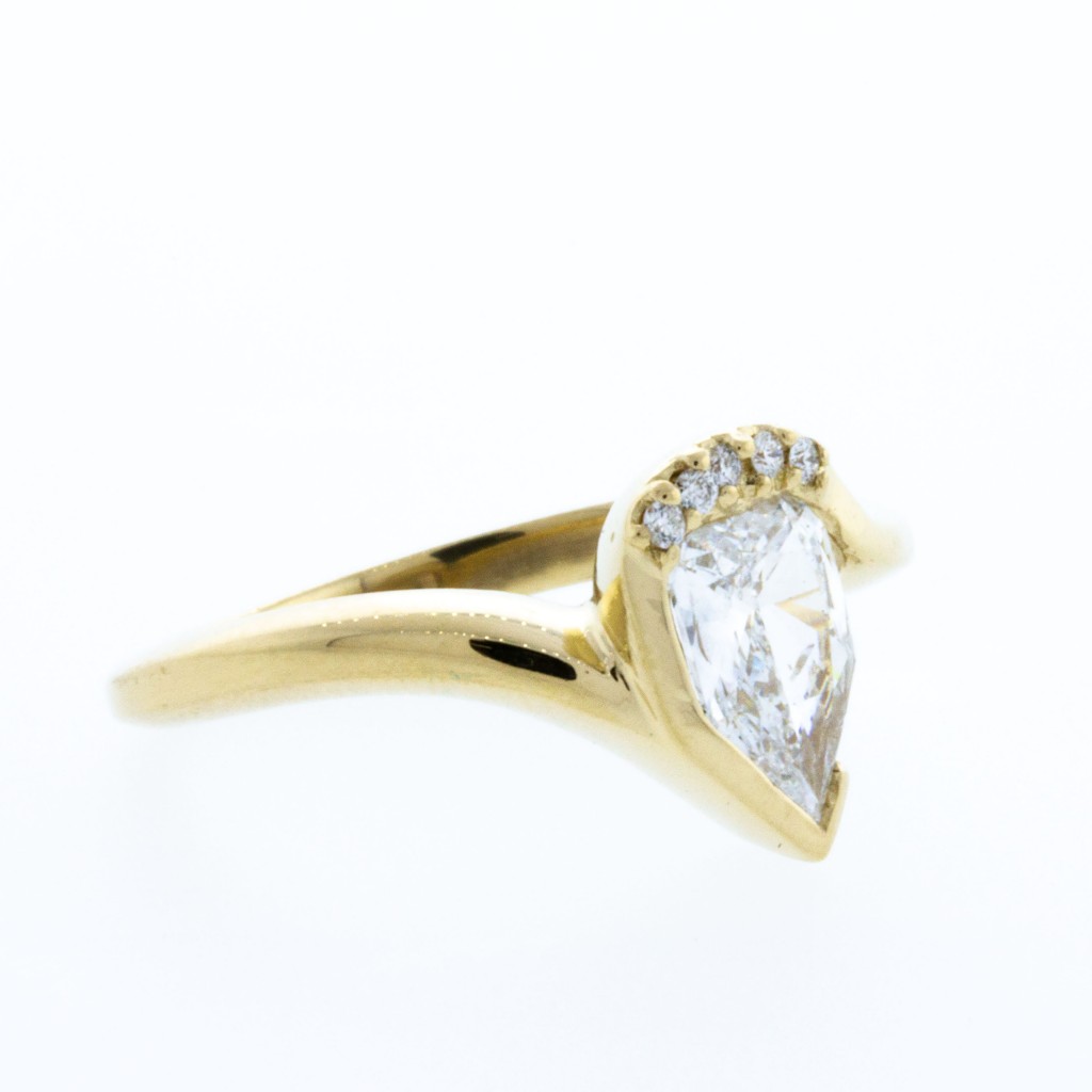 Artisan Suberi  Pear Diamond Accent Ring 14kt Yellow