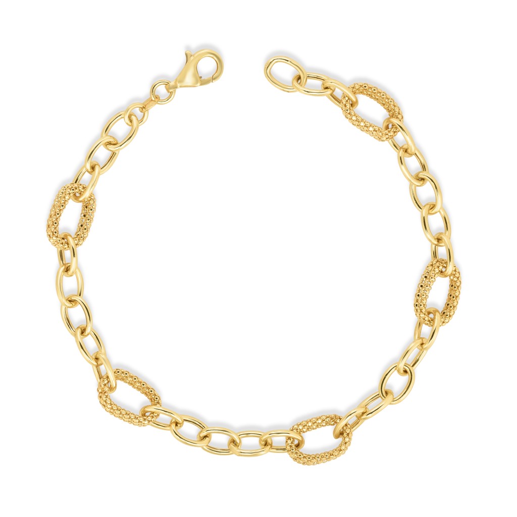 14K Gold Popcorn Petite Link Bracelet