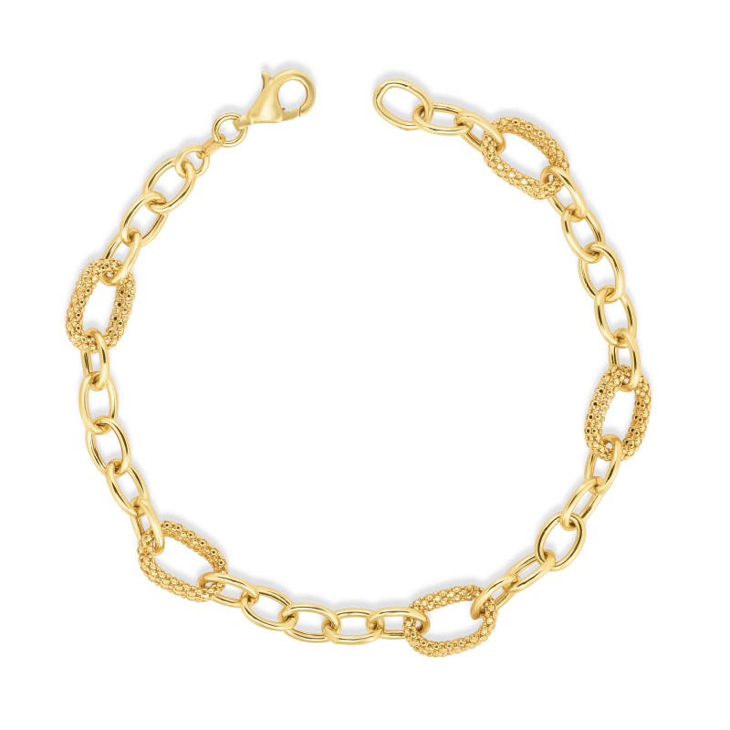 14K Gold Popcorn Petite Link Bracelet
