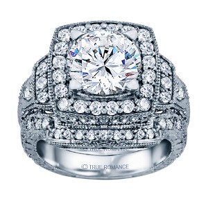 Round Cut Halo Diamond Vintage Semi Mount Engagement Ring