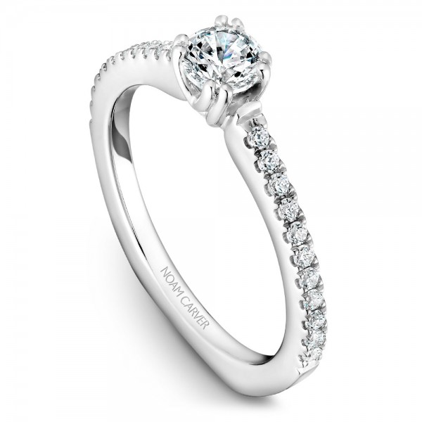 A Carver Studio white gold engagement ring with 23 diamonds.
