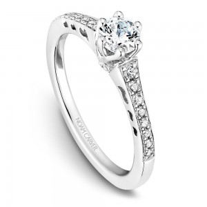 A modern Carver Studio white gold engagement ring with 23 diamonds.