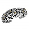 Silver And 18Kt Gold 19Mm Dragonfly Graduated Cuff Bangle