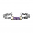 Silver And 18Kt Gold Popcorn Cuff Bracelet With Amethyst