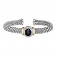 Silver And 18Kt Gold Popcorn Cuff Bracelet With Oval Black Onyx