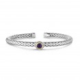 Sterling Silver And 18K Gold Popcorn Cuff Bangle With Round Amethyst