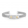 Sterling Silver And 18K Gold Popcorn Cuff  With .08Ct  Diamond X