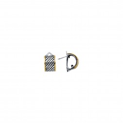 Silver And 18Kt Gold Italian Cable Small Earrings With Lever Back Clasp