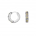 Silver And 18Kt Gold 13Mm Medium  Filigree Huggie Style Earrings