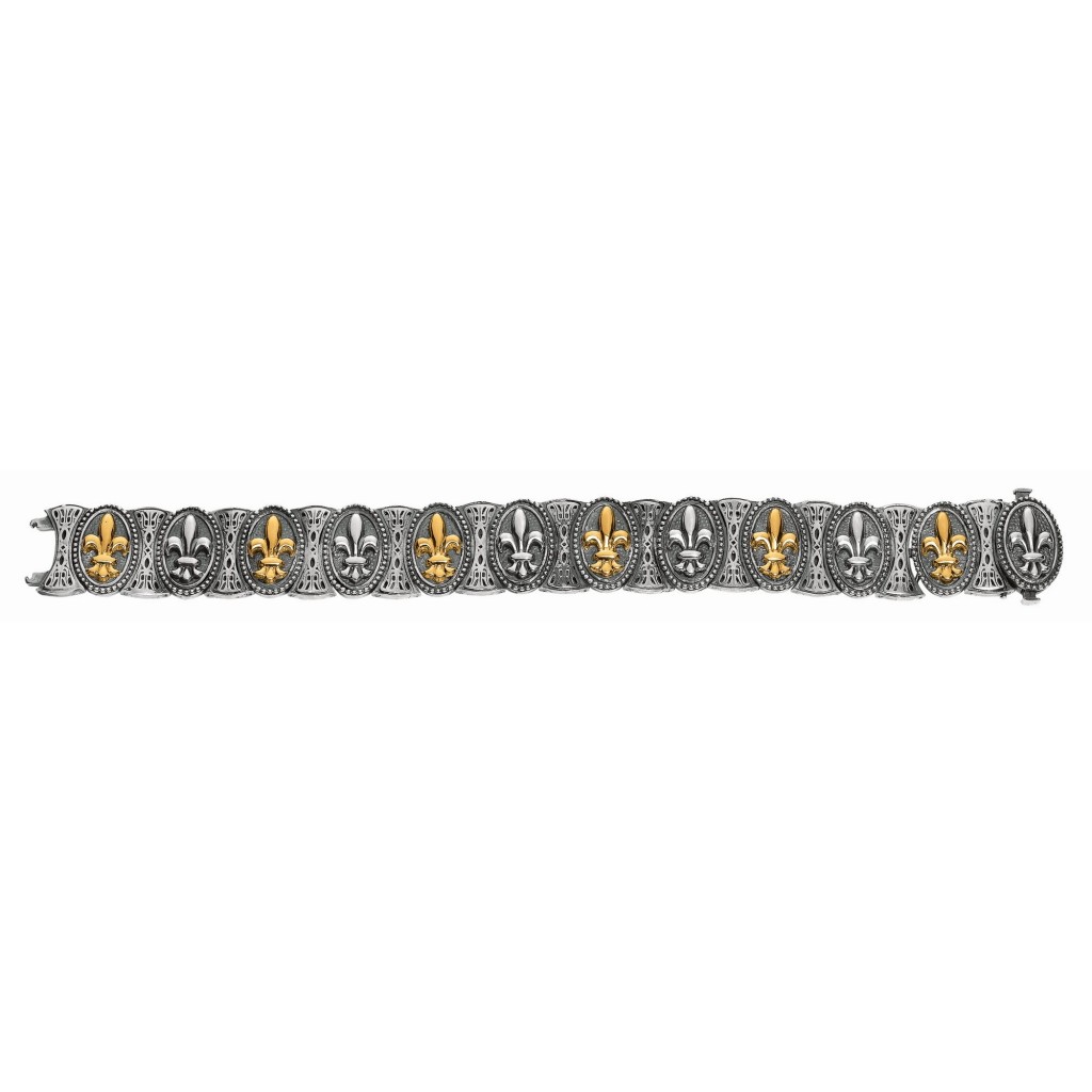Silver And 18Kt Gold Fleur De Lis Bracelet