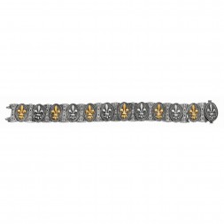 Silver And 18Kt Gold Fleur De Lis Bracelet