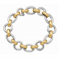 Silver And 18Kt Gold Rhodium Finish Shiny Italian Cable Link Bracelet