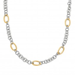 Silver And 18Kt Gold Italian Cable 18In Link Necklace