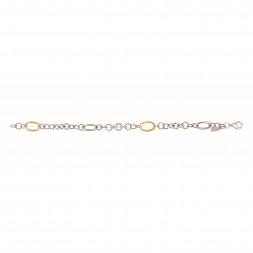 Silver And 18Kt Gold Italian Cable 38In Link Necklace