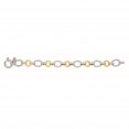 Silver And 18Kt Gold Textured Italian Cable Necklace With Round And Oval Links And Spring Ring Clasp