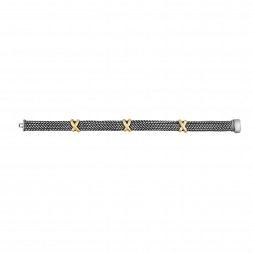18Kt Gold And Silver 10Mm Tuscan Woven Bracelet With Three X Stations