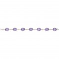 Silver And 18Kt Gold Gem Candy Marquis Bracelet  With P Ink  Amethyst, Rhodalite And White Sapphire