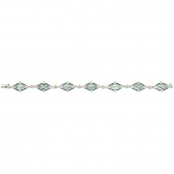 Silver And 18Kt Gold Gem Candy Marquis Bracelet  With Green Amethyst, Tsavorite And White Sapphire