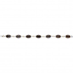 Silver And 18Kt Gold Gem Candy Marquis Bracelet   With Smokey Quartz, Citr Ine And White Sapphire