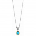 Silver And 18Kt Gold Italian Cable Pendant With Blue Topaz