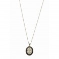 Silver And 18Kt Gold Dragonfly Teardrop Pendant On 18In Chain